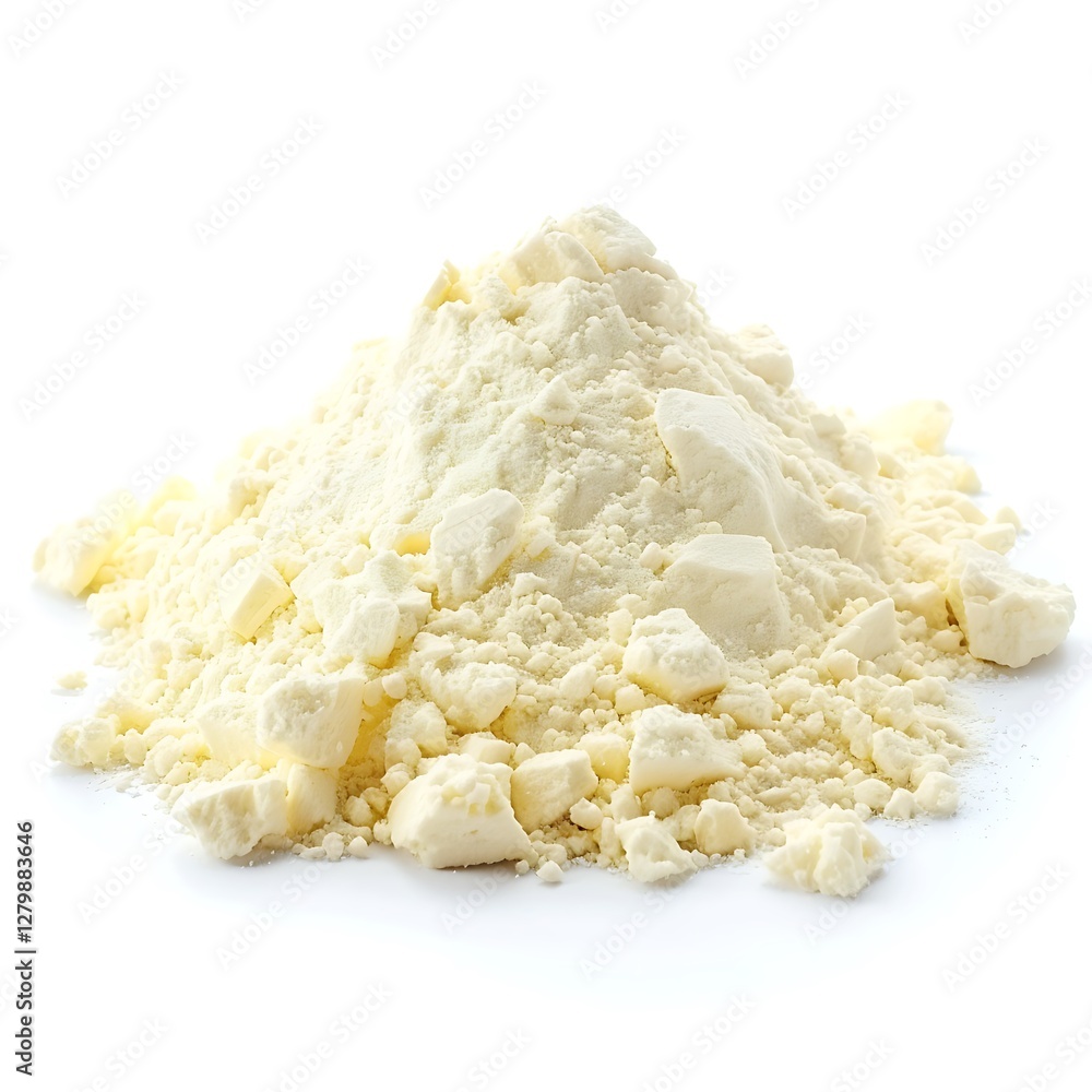 Heap of powdered organic milk on white background Heap of powdered organic milk on white background