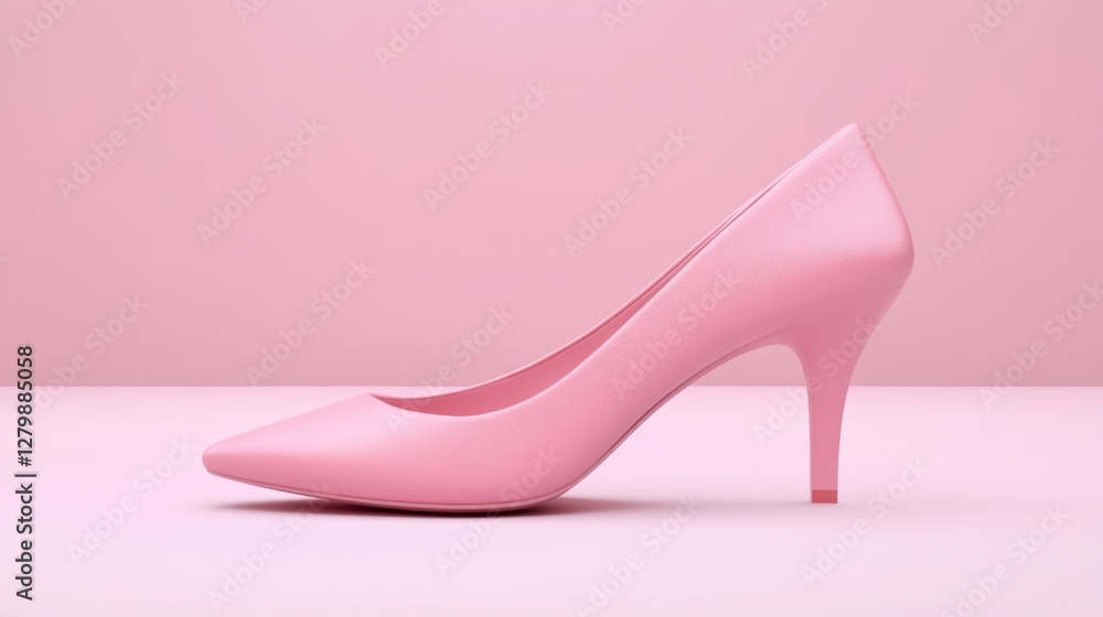 Pink high heel shoe on a pink background. Pink high heel shoe on a pink background.