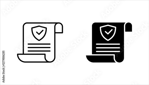 Insurance policy icon set. contract sign. Insurance policy symbol color editable. on a white background.