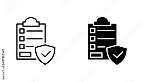 Insurance policy icon set. contract sign. Insurance policy symbol color editable. on a white background.