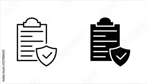 Insurance policy icon set. contract sign. Insurance policy symbol color editable. on a white background.