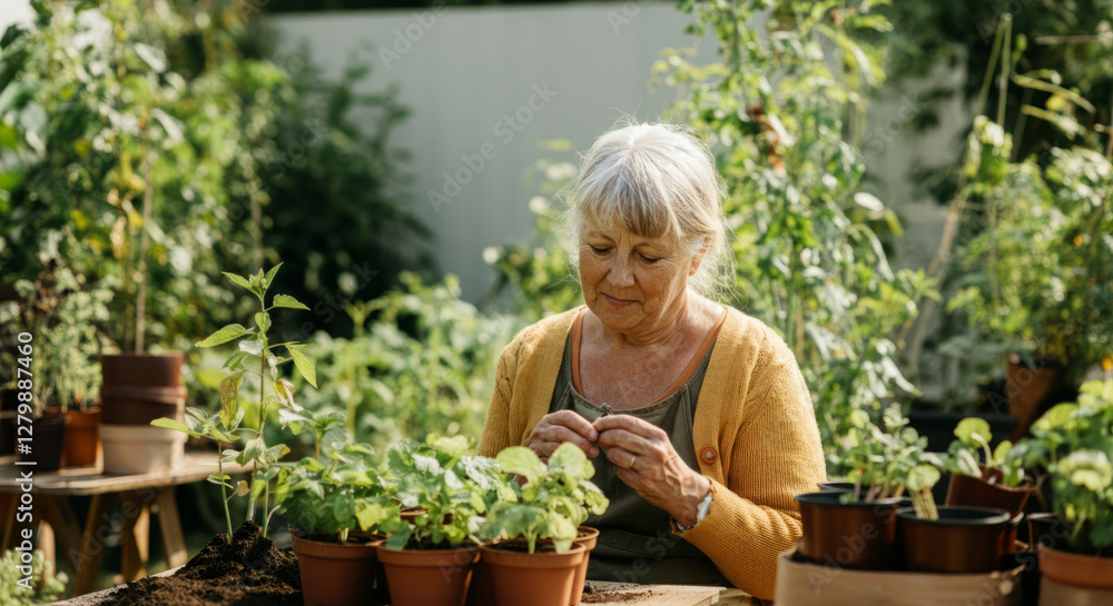 custom made wallpaper toronto digitalA woman is sitting in front of a bunch of potted plants