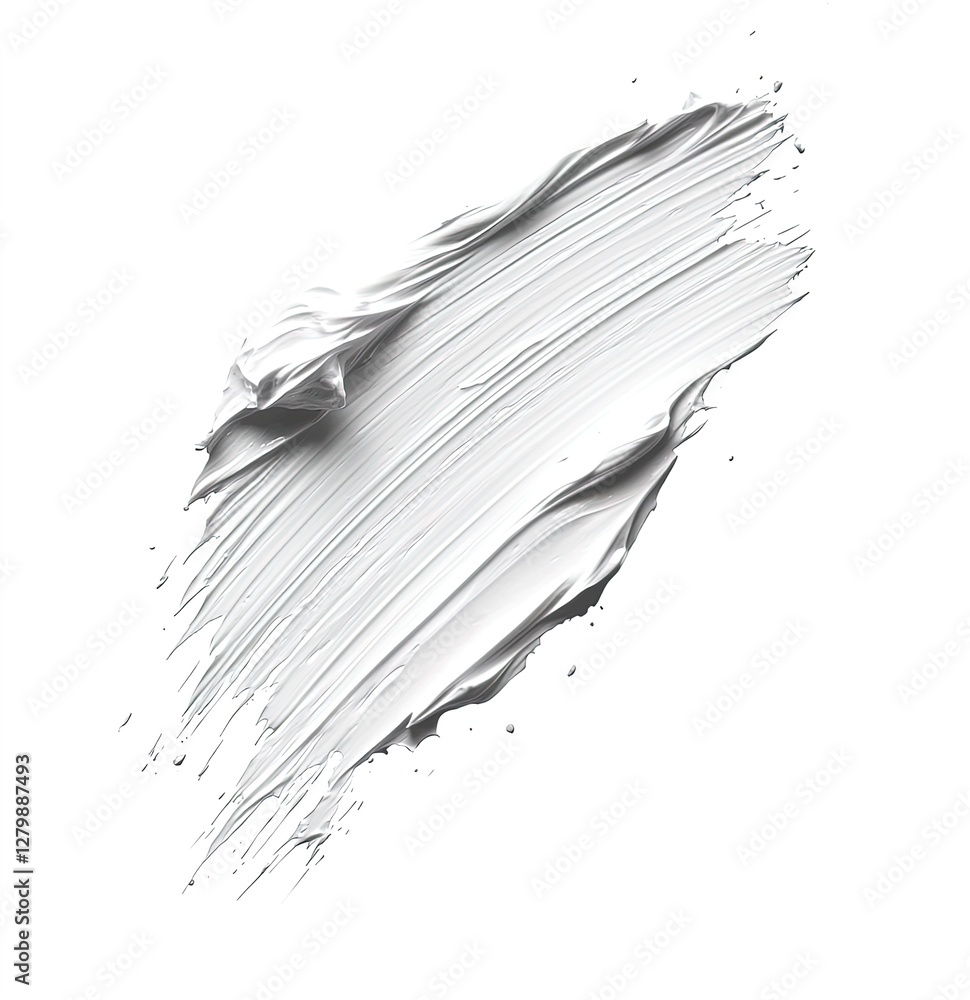 White Paint Stroke with Texture on White Background White Paint Stroke with Texture on White Background