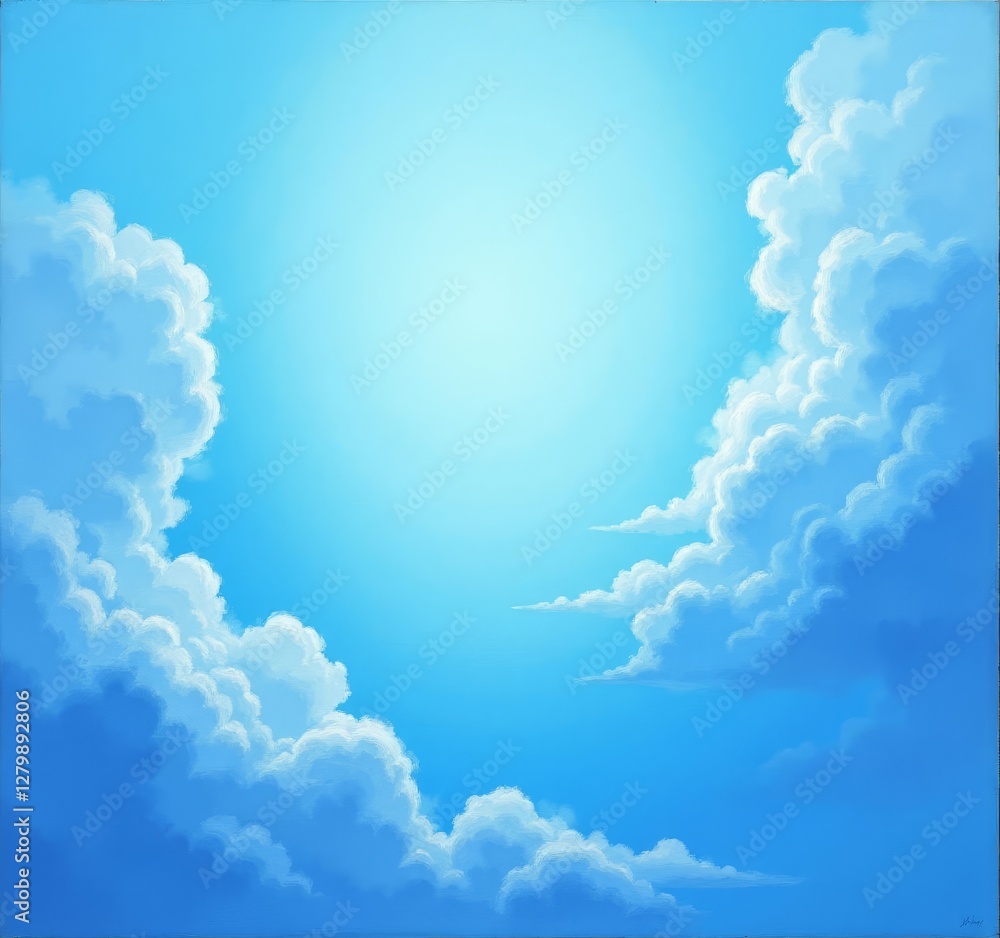 Azure sky with fluffy clouds, heavenly vista