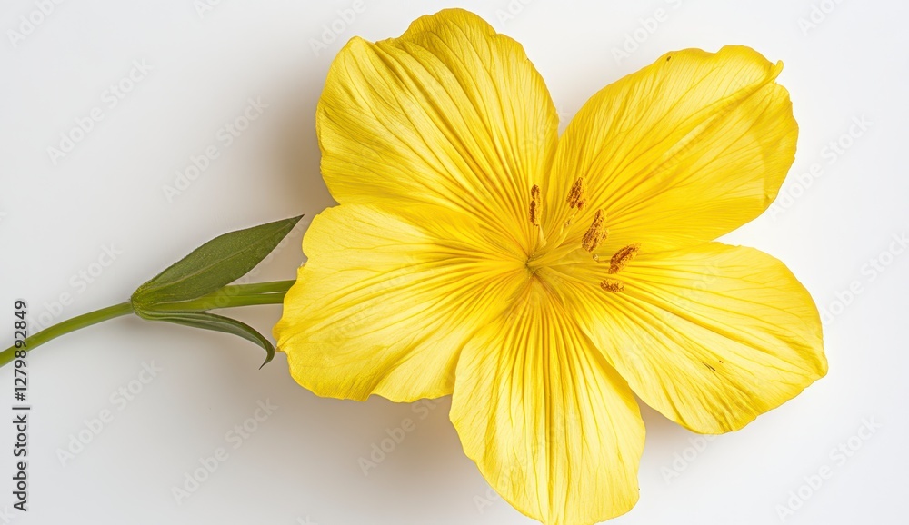 Fototapeta premium Bright Yellow Flower On White Background Close Up