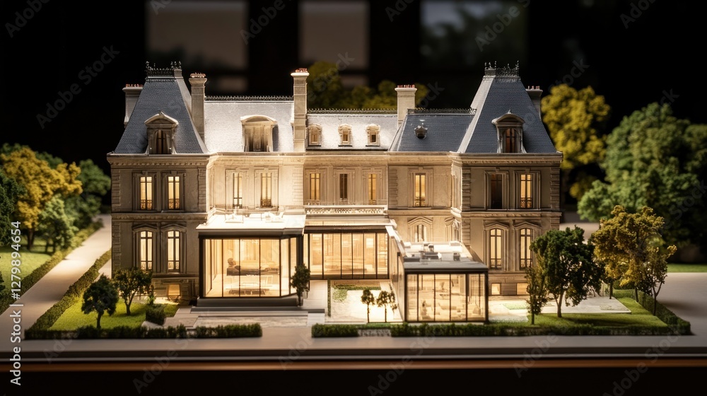 Modernized French Château Architectural Model Modernized French Château Architectural Model