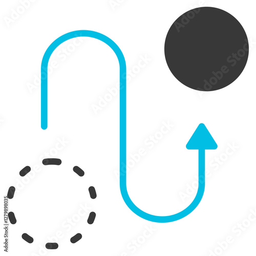 Trajectory Glyph Blue Grey Icon