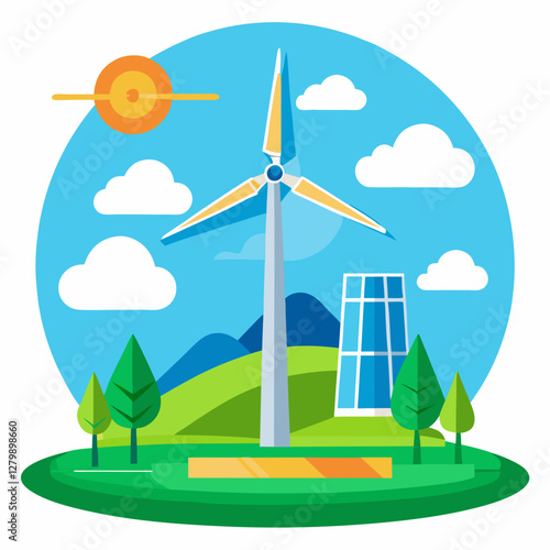 Wind turbine generating energy