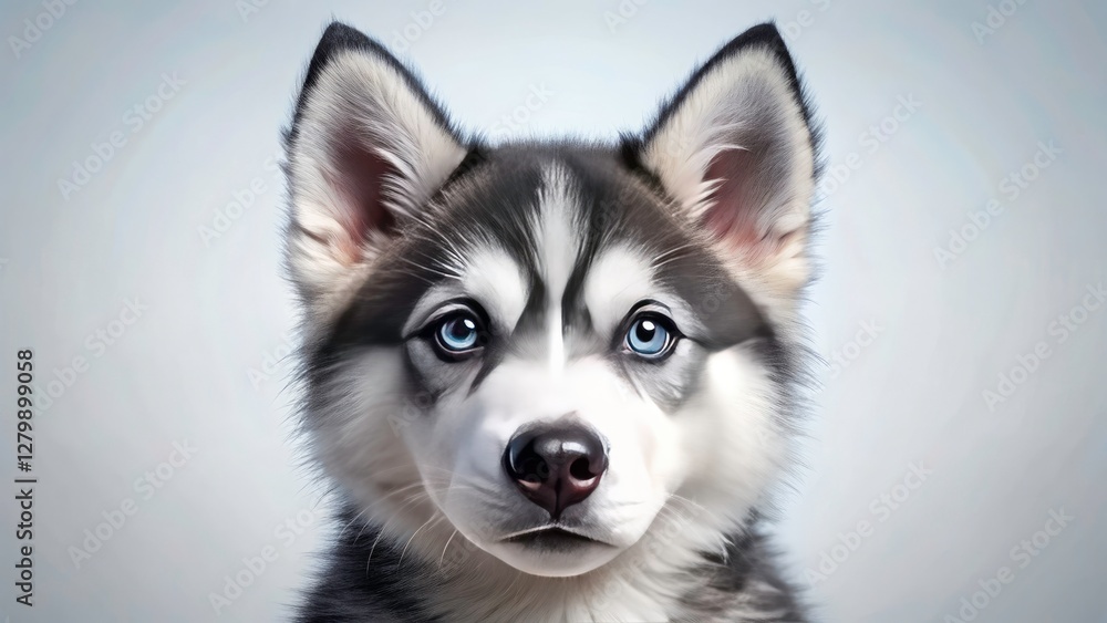 High-definition photo of an irresistibly cute husky-malamute puppy, its face resembling a playful emoji. High-definition photo of an irresistibly cute husky-malamute puppy, its face resembling a playful emoji.