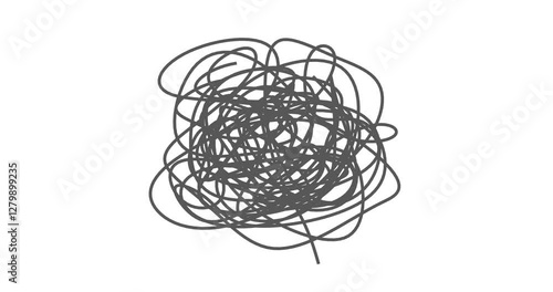 Animation hand drawn tangle with scrawl, scribble. Doodle thread drawing chaotic abstract background. Self drawing animation of line.