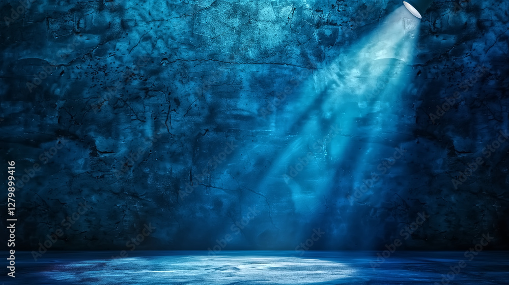 Abstract blue background with a gradient light and spotlight on Abstract blue background with a gradient light and spotlight on