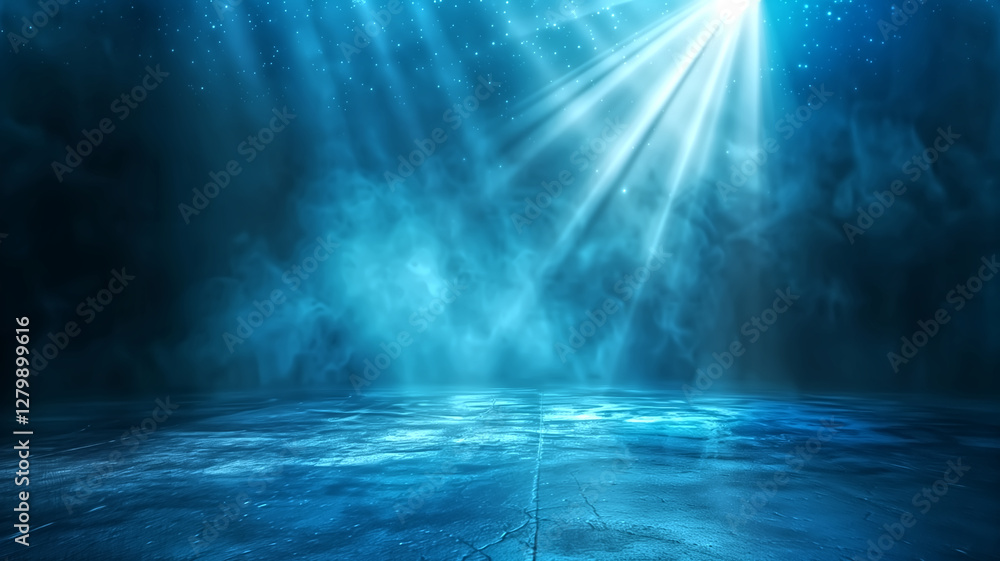 Fototapeta premium Abstract blue background with a gradient light and spotlight on