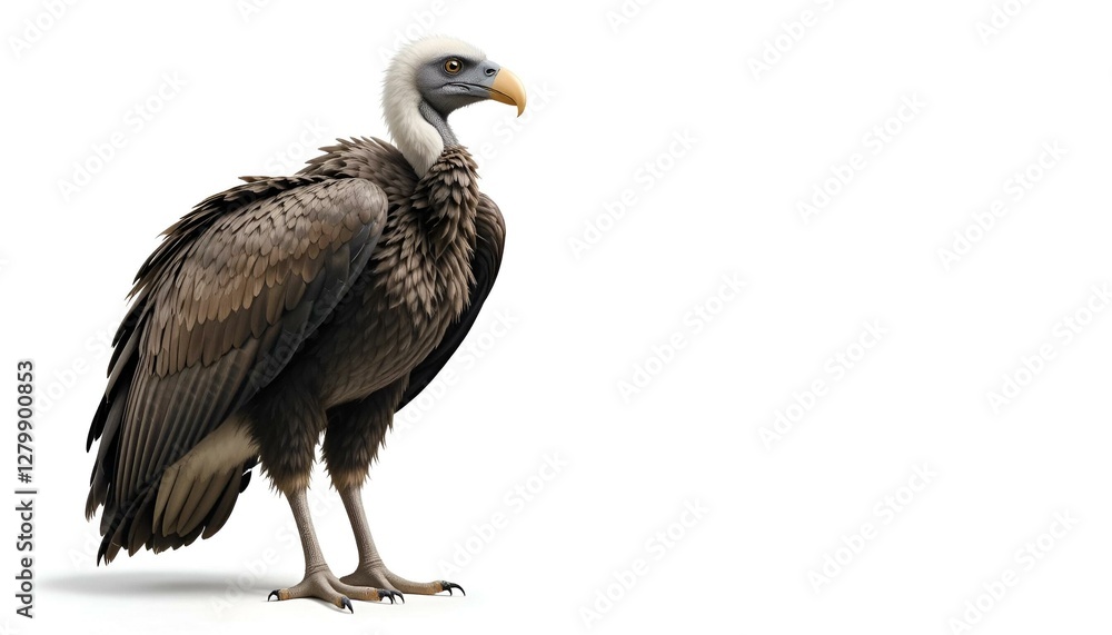 vulture standing on its hind legs, full body, white background vulture standing on its hind legs, full body, white background