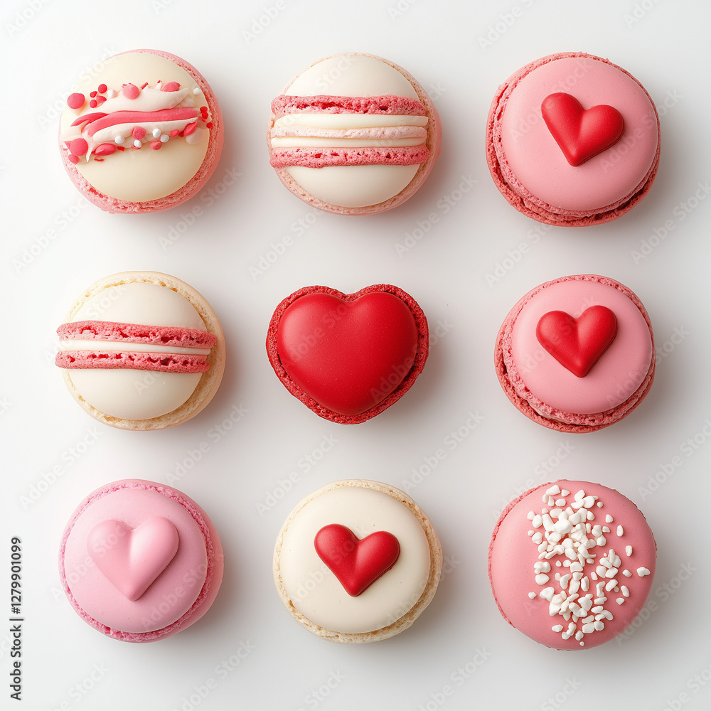 Obraz premium ホワイトデー, バレンタイン, マカロン, 食べ物, デザート, 甘い, ケーキ, フランス, ピンク, カラフル, クッキー, スポンジケーキ, 白, 軽食, 孤立した, 色, おいしい, ペイストリー, 緑, fra, 黄色, 種類, 伝統の, 菓子類, 盛り合わせの