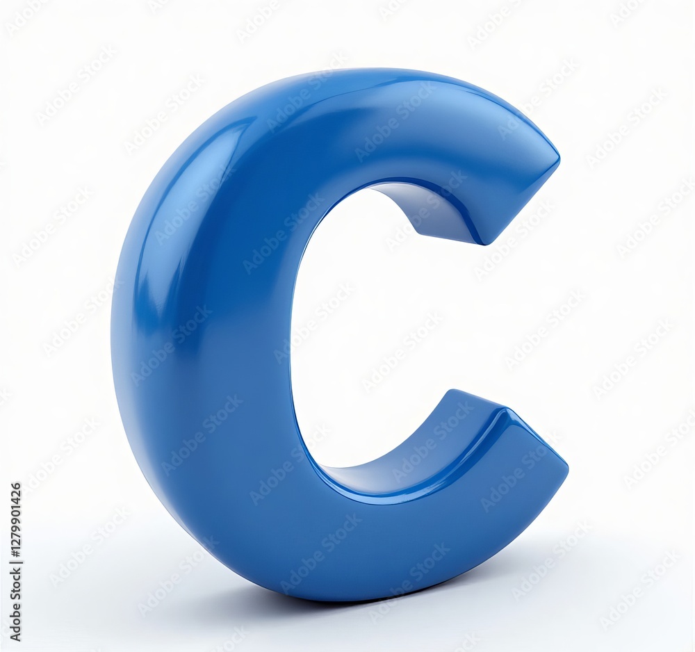 Glossy blue letter C on white background Glossy blue letter C on white background