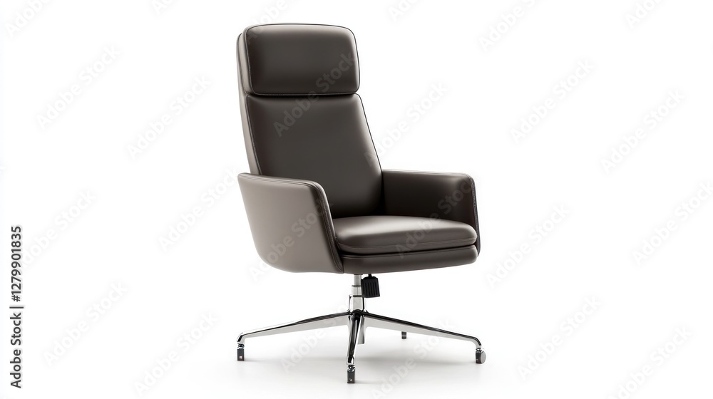 Fototapeta premium High-Back Reclining Office Chair on White Background