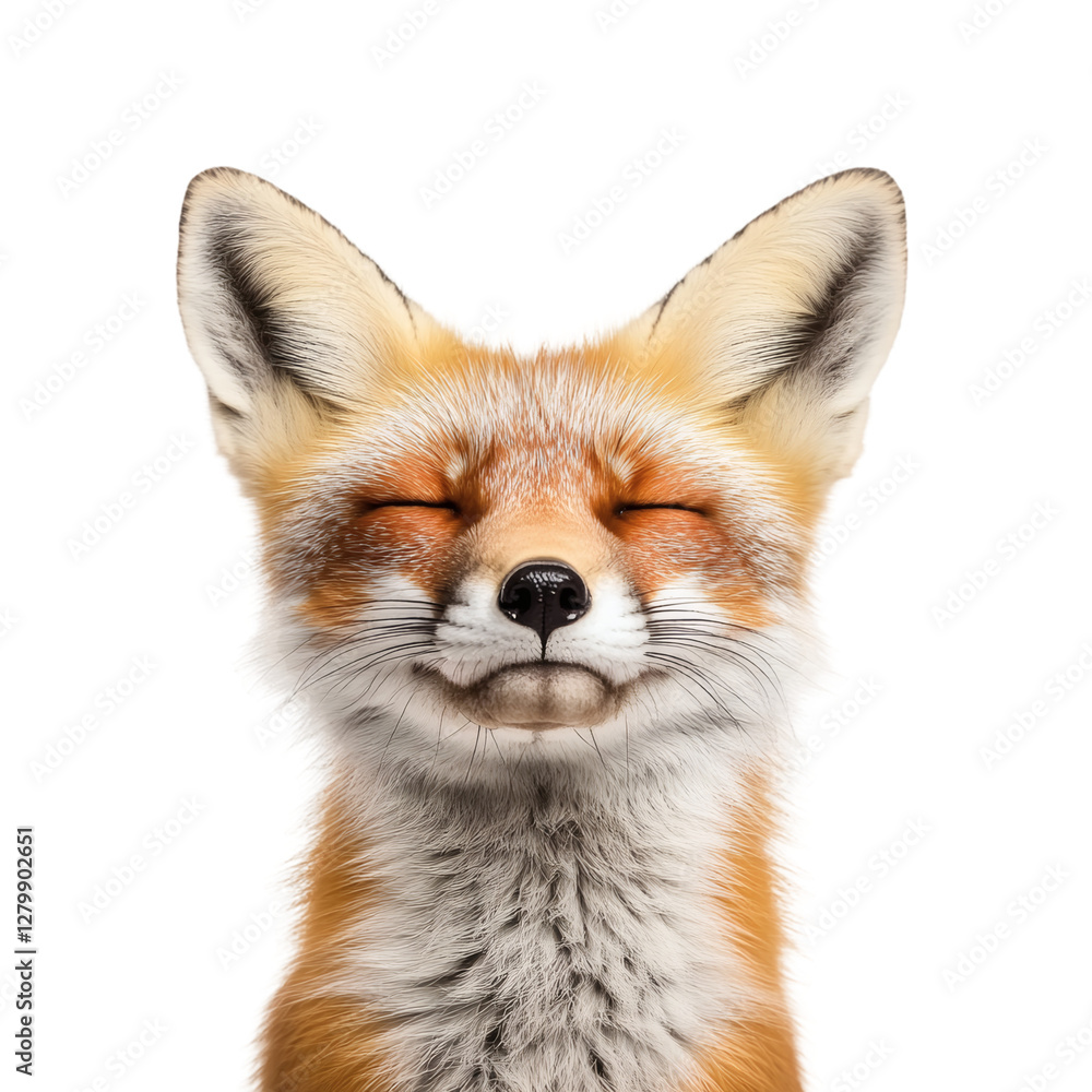 Obraz premium Fox with closed eyes isolated on transparent background