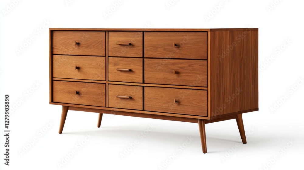 Mid-Century Modern Dresser on White Background Mid-Century Modern Dresser on White Background