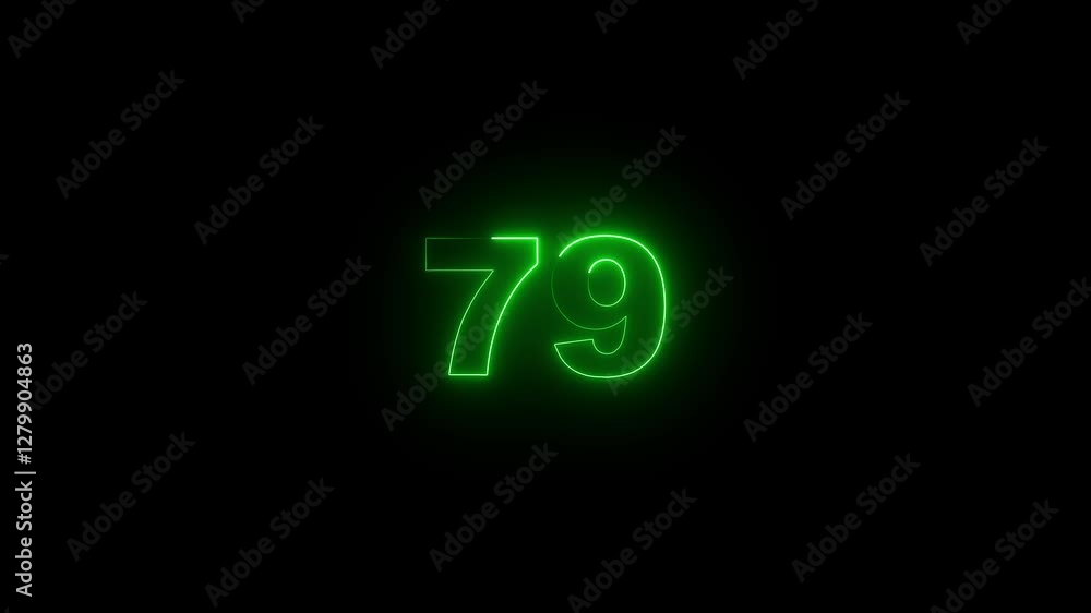 neon glowing text 79 number countdown icon on black background 4k animation. Neon number 79 with alpha channel, Energy red neon 79 number. neon glowing text 79 number countdown icon on black background 4k animation. Neon number 79 with alpha channel, Energy red neon 79 number.
