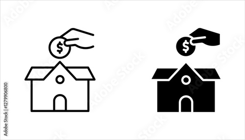 college savings icon set, Tuition fee or scholarship icon thin line web symbol, vector illustration on white background