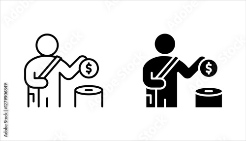 college savings icon set, Tuition fee or scholarship icon thin line web symbol, vector illustration on white background
