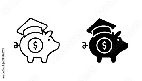 college savings icon set, Tuition fee or scholarship icon thin line web symbol, vector illustration on white background