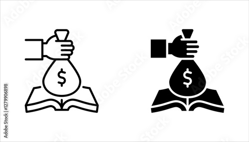 college savings icon set, Tuition fee or scholarship icon thin line web symbol, vector illustration on white background