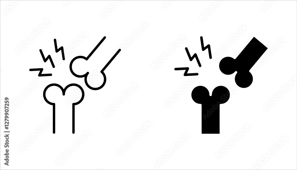 broken bone icon set, Fractured human bone. Crack or break. vector illustration on white background broken bone icon set, Fractured human bone. Crack or break. vector illustration on white background