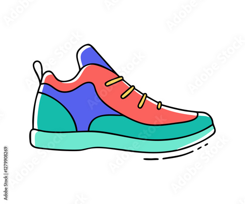 Sneaker shoe . Concept. Flat design. Vector illustration. Sneakers in flat style. Sneakers side view. Fashion sneakers.Modern air chamber style sneaker/trainer.