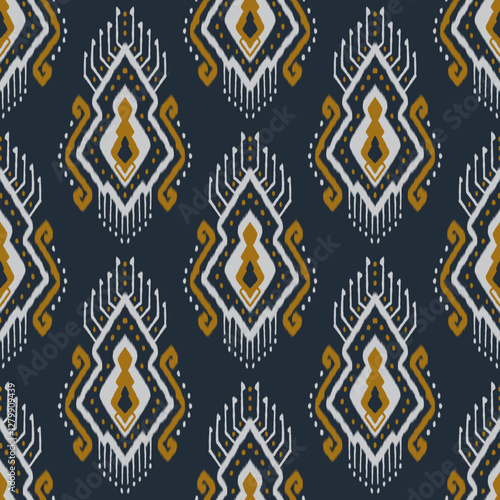 Geometric ethnic oriental ikat pattern traditional Design for background,carpet,wallpaper,clothing,wrapping,Batik,fabric,Vector illustration.embroidery style.