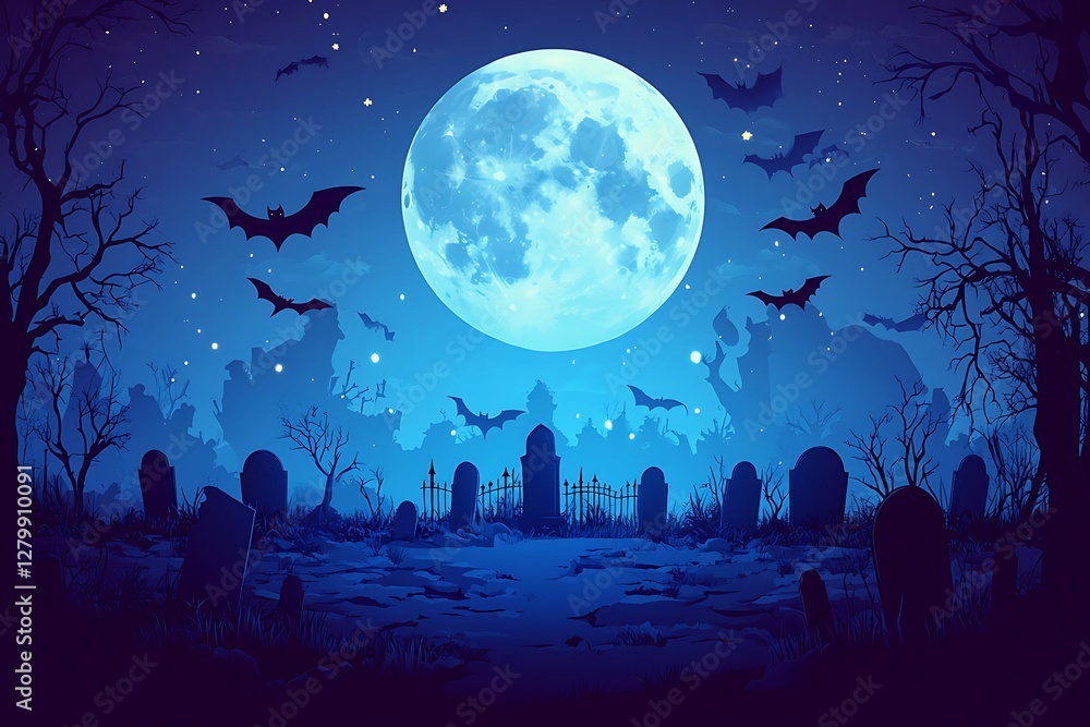 Spooky graveyard moonlit night Spooky graveyard moonlit night