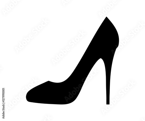 female high heels shoes vector icon. high heel shoe silhouette isolated on white background. Vector logo with high heel shoes capturing elegance and luxury for women's fashion brands.