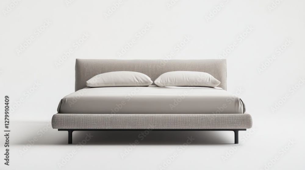 Fototapeta premium Soft-Touch Padded Bed Frame on White Background