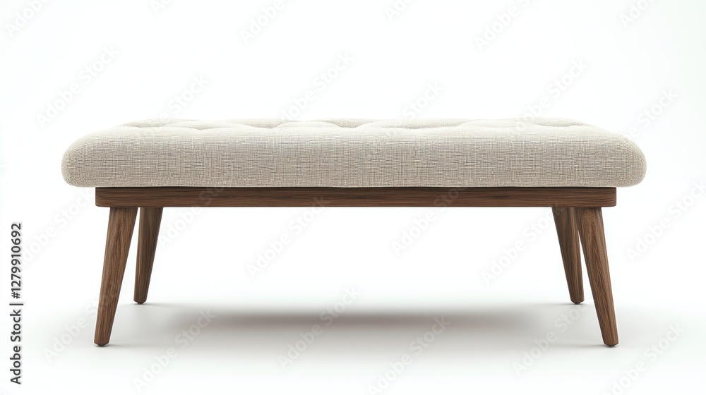Stylish Padded Bedroom Bench on White Background Stylish Padded Bedroom Bench on White Background