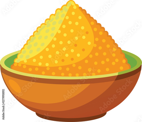 Bulgur wheat Turkish food isolated on vector art illustration