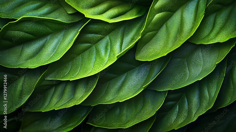 Fototapeta premium Lush green overlapping leaves creating a dense textured pattern