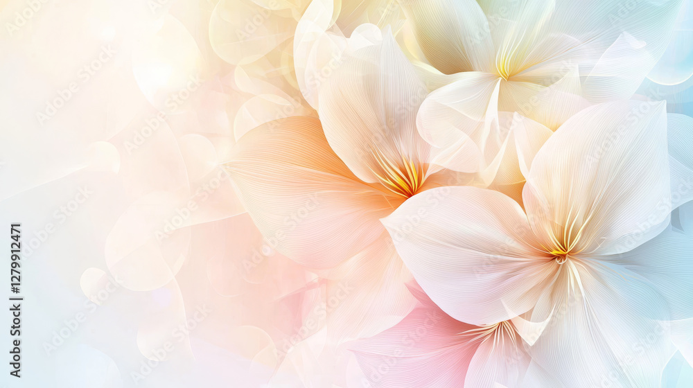 Soft and airy abstract flower background in modern style, evoking tranquility and beauty Soft and airy abstract flower background in modern style, evoking tranquility and beauty