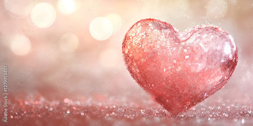 Obraz premium Sparkling Heart on Pink Background