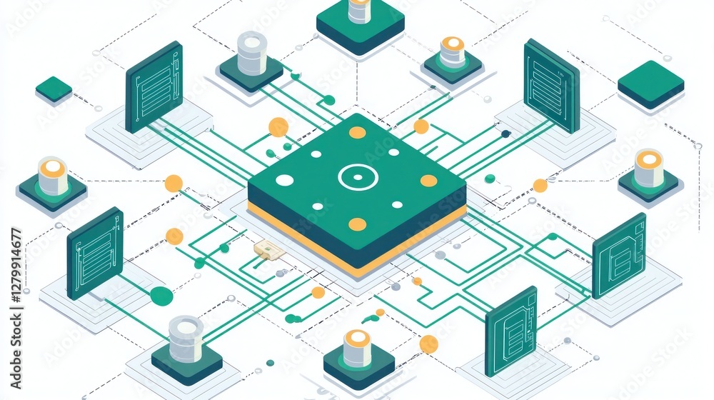 Abstract Machine Learning Layers Processing Input Data in 2D Flat Illustration Abstract Machine Learning Layers Processing Input Data in 2D Flat Illustration