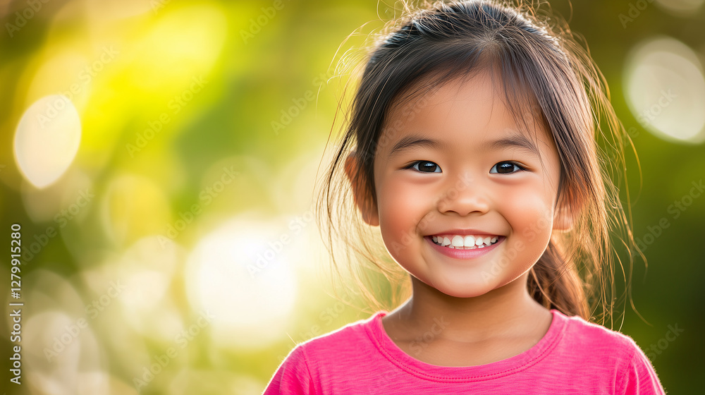 Happy young Asian girl smiling warmly in a head and shoulders portrait with natural side lighting, f/2.8 aperture, and a soft blurred background, captured with a raw style. Happy young Asian girl smiling warmly in a head and shoulders portrait with natural side lighting, f/2.8 aperture, and a soft blurred background, captured with a raw style.