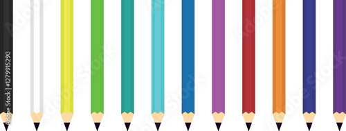 持ち手がカラフルな立体的な六角鉛筆の正面のセット