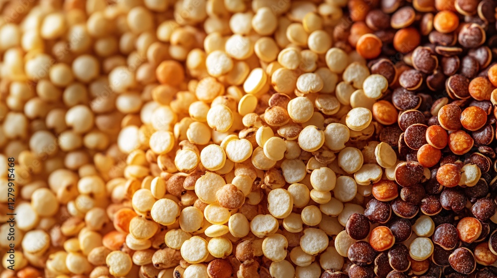 Close up of various colors of quinoa seeds in detail Close up of various colors of quinoa seeds in detail