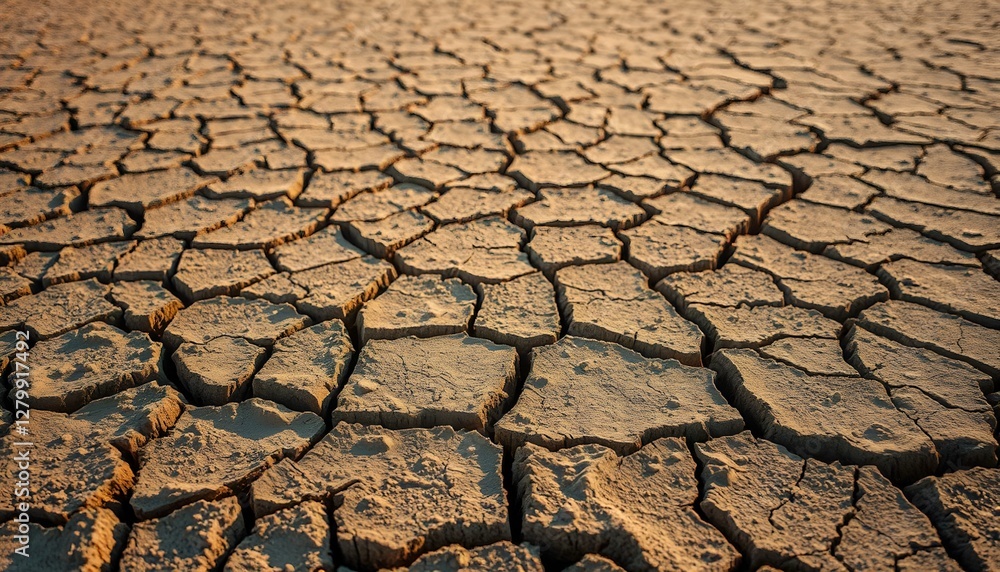 Dry cracked earth with dramatic drought effect, complex crack patterns, and warm brown tones. Suitable for strong and emotional designs. Dry cracked earth with dramatic drought effect, complex crack patterns, and warm brown tones. Suitable for strong and emotional designs.