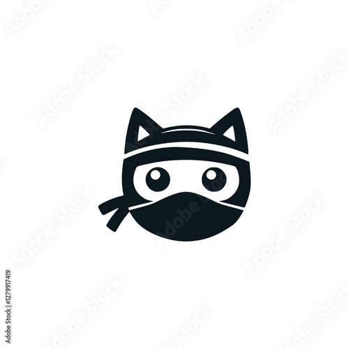cute spy ninja cat logo vector illustration template design
