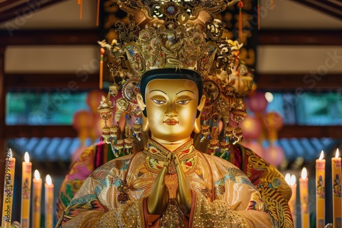 Lin Moniang legacy: Mazu worship, Chinese seafarer deity, Buddhist connection, Taoist tradition, Fujian folklore, temple celebration, Taiwan reverence, maritime faith, Hoklo heritage. photo