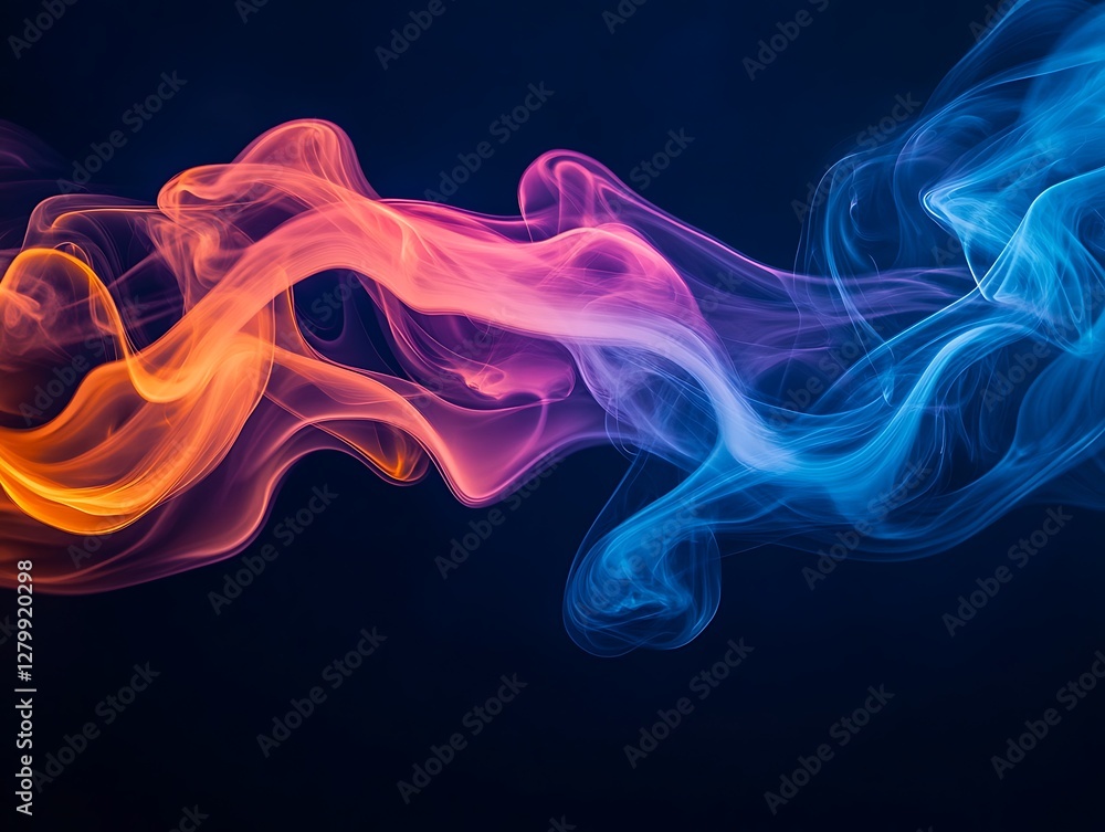 Obraz premium Colorful smoke swirls, dark background (3)