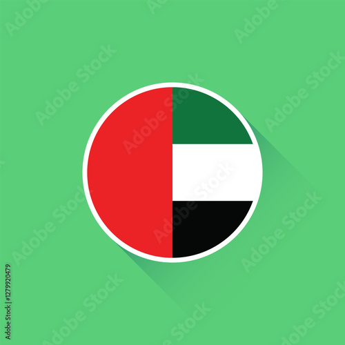 Flag of United Arab Emirates. United Arab Emirates circle flag logo icon computer vector illustration design