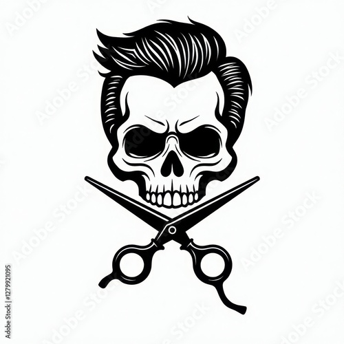 Skull with Barber Scissors