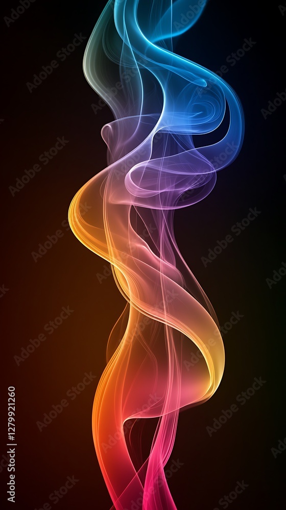 Colorful smoke swirls, dark background, abstract art Colorful smoke swirls, dark background, abstract art