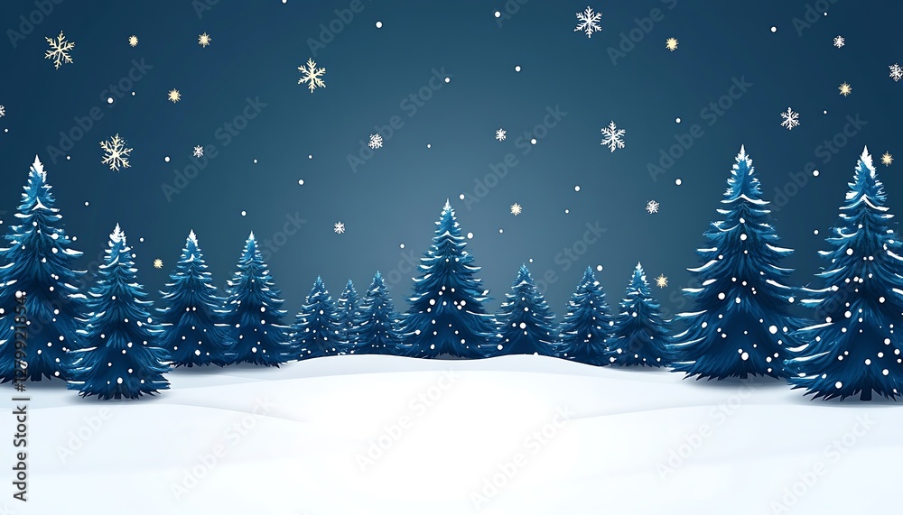 Obraz premium Snowy Forest Night Scene